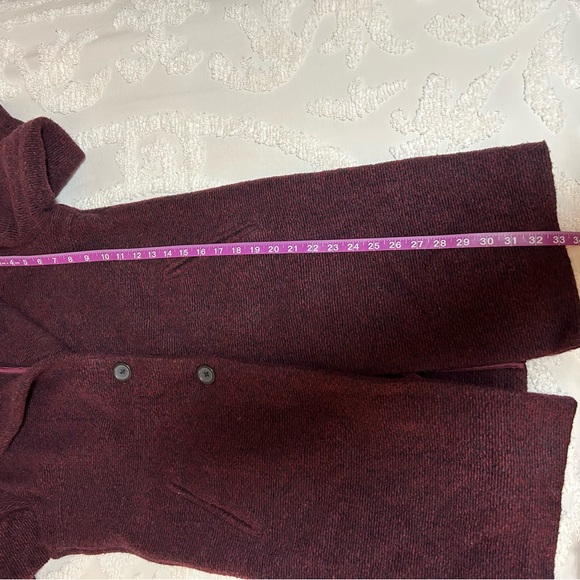 Banana Republic Wool Blend Overcoat Beetroot Burgundy Red heather tweed - Picture 9 of 12